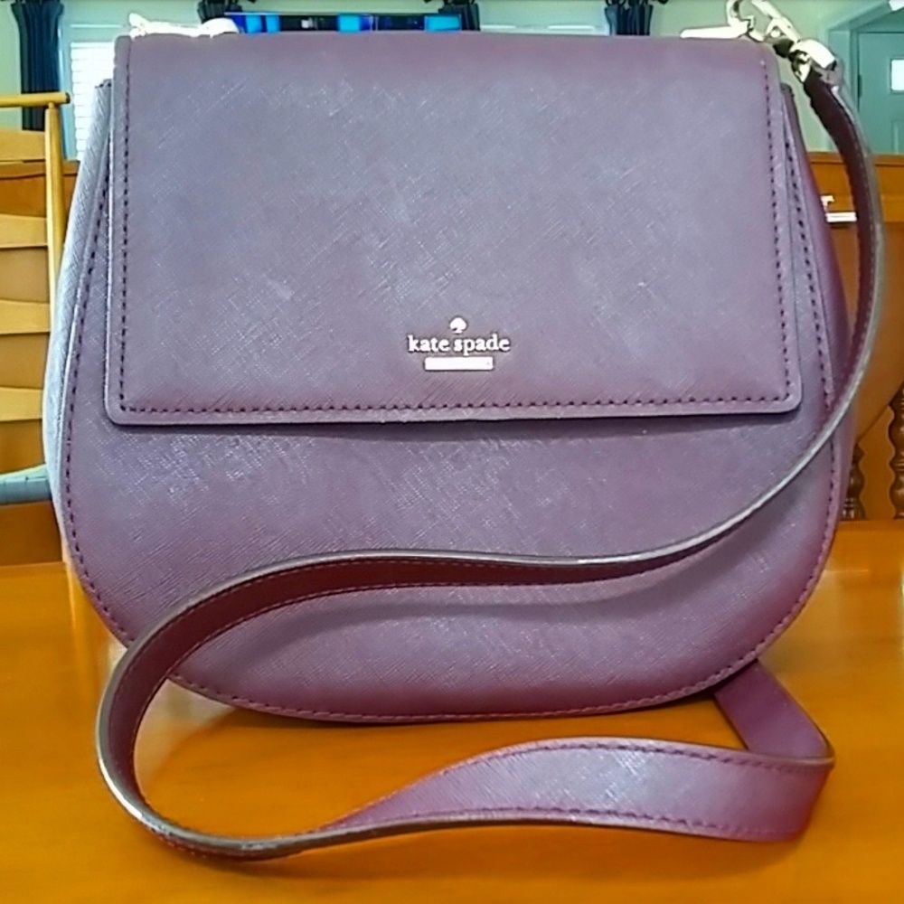 KATE SPADE BURGUNDY SAFFIANO SADDLE BAG CROSSBODY